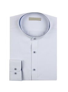 FS-232 블루 배색 포인트 차이나카라 셔츠
